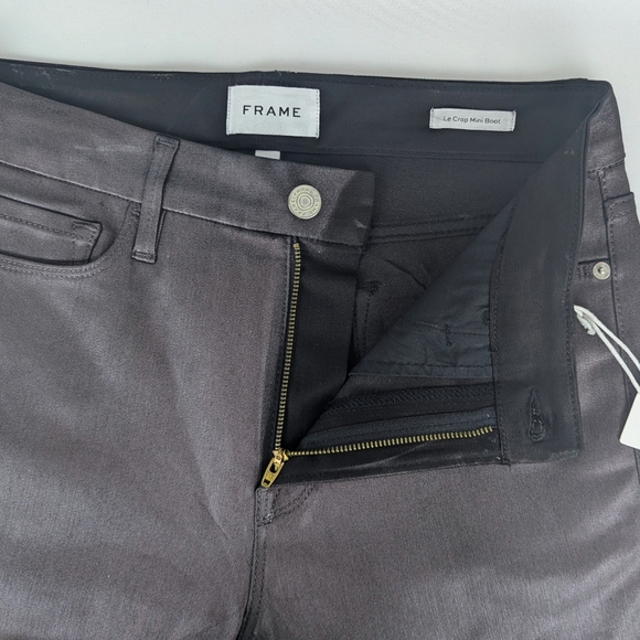 FRAME Le Crop Mini Boot Cut Jeans Coated Stretch Denim Midrise Mahogany 31 NWT - Picture 7 of 16